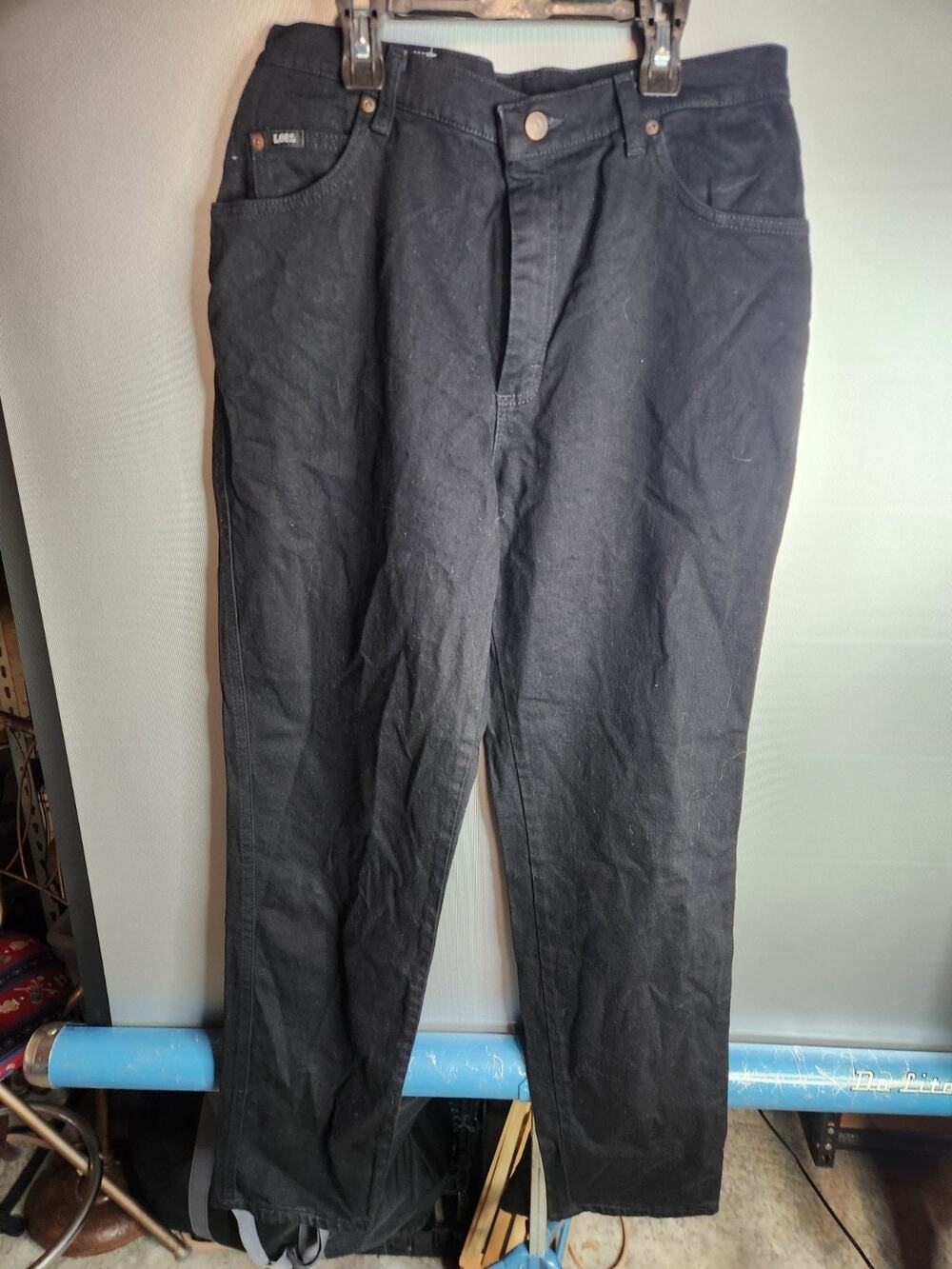 Lee M.R Jeans Womens Black Denim Straight Leg Zip Regular Classic 5 Pocket 14M